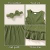 imageYOUNGER TREE Toddler Girl Summer Sundress Sleeveless Casual Dress Ruffle Hem Cotton Solid Outfits with BowknotDeep Green