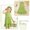imageYOUNGER TREE Toddler Girl Summer Sundress Sleeveless Casual Dress Ruffle Hem Cotton Solid Outfits with BowknotGrass Green