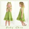 imageYOUNGER TREE Toddler Girl Summer Sundress Sleeveless Casual Dress Ruffle Hem Cotton Solid Outfits with BowknotGrass Green
