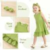 imageYOUNGER TREE Toddler Girl Summer Sundress Sleeveless Casual Dress Ruffle Hem Cotton Solid Outfits with BowknotGrass Green