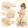 imageYOUNGER TREE Toddler Girl Summer Sundress Sleeveless Casual Dress Ruffle Hem Cotton Solid Outfits with BowknotKhaki