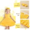 imageYOUNGER TREE Toddler Girl Summer Sundress Sleeveless Casual Dress Ruffle Hem Cotton Solid Outfits with BowknotLemon Yellow
