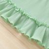 imageYOUNGER TREE Toddler Girl Summer Sundress Sleeveless Casual Dress Ruffle Hem Cotton Solid Outfits with BowknotLight Green
