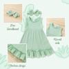 imageYOUNGER TREE Toddler Girl Summer Sundress Sleeveless Casual Dress Ruffle Hem Cotton Solid Outfits with BowknotLight Green