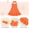 imageYOUNGER TREE Toddler Girl Summer Sundress Sleeveless Casual Dress Ruffle Hem Cotton Solid Outfits with BowknotOrange