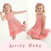 imageYOUNGER TREE Toddler Girl Summer Sundress Sleeveless Casual Dress Ruffle Hem Cotton Solid Outfits with BowknotPink