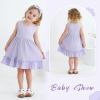 imageYOUNGER TREE Toddler Girl Summer Sundress Sleeveless Casual Dress Ruffle Hem Cotton Solid Outfits with BowknotPurple