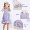 imageYOUNGER TREE Toddler Girl Summer Sundress Sleeveless Casual Dress Ruffle Hem Cotton Solid Outfits with BowknotPurple