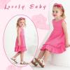 imageYOUNGER TREE Toddler Girl Summer Sundress Sleeveless Casual Dress Ruffle Hem Cotton Solid Outfits with BowknotRose Pink