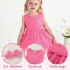 imageYOUNGER TREE Toddler Girl Summer Sundress Sleeveless Casual Dress Ruffle Hem Cotton Solid Outfits with BowknotRose Pink