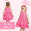 imageYOUNGER TREE Toddler Girl Summer Sundress Sleeveless Casual Dress Ruffle Hem Cotton Solid Outfits with BowknotRose Pink