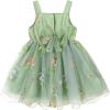Green Floral Tulle Sling Dress