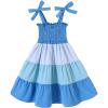 imageYOUNGER TREE Toddler Baby Girls Rainbow Dress Princess Sleeveless Halter Beach Tutu SundressGradient Blue