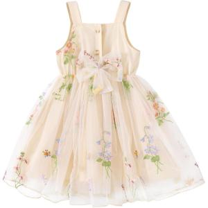 imageYOUNGER TREE 15T Toddler Kids Girls Summer Dress Sling Blue Floral Casual Dress Pattern Girls Party Dress SleevelessApricot Floral Tulle Sling Dress
