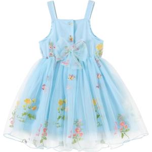 imageYOUNGER TREE 15T Toddler Kids Girls Summer Dress Sling Blue Floral Casual Dress Pattern Girls Party Dress SleevelessBlue Floral Tulle Sling Dress