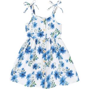 imageYOUNGER TREE 15T Toddler Kids Girls Summer Dress Sling Blue Floral Casual Dress Pattern Girls Party Dress SleevelessBlue Florala