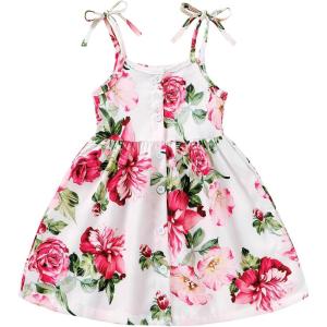 imageYOUNGER TREE 15T Toddler Kids Girls Summer Dress Sling Blue Floral Casual Dress Pattern Girls Party Dress SleevelessPink Floral Dress