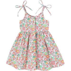 imageYOUNGER TREE 15T Toddler Kids Girls Summer Dress Sling Blue Floral Casual Dress Pattern Girls Party Dress SleevelessPink Florala