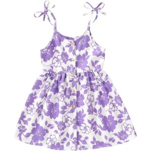 imageYOUNGER TREE 15T Toddler Kids Girls Summer Dress Sling Blue Floral Casual Dress Pattern Girls Party Dress SleevelessPurple Flowers