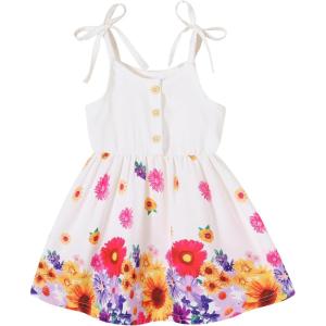 imageYOUNGER TREE 15T Toddler Kids Girls Summer Dress Sling Blue Floral Casual Dress Pattern Girls Party Dress SleevelessWhite and Pink Floral