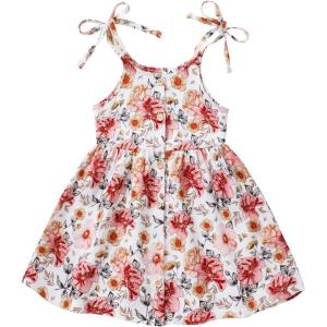 imageYOUNGER TREE 15T Toddler Kids Girls Summer Dress Sling Blue Floral Casual Dress Pattern Girls Party Dress SleevelessYellow Floralpink Floral