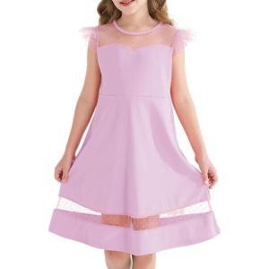 imageYOUNGER TREE Girls Dress Summer Sleeveless Round Neck Mesh A Line Casual Dresses with Pockets 613 YearsPurple