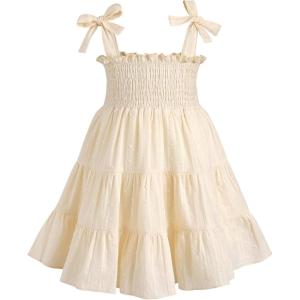 imageYOUNGER TREE Toddler Baby Girls Rainbow Dress Princess Sleeveless Halter Beach Tutu SundressBeige