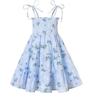 imageYOUNGER TREE Toddler Baby Girls Rainbow Dress Princess Sleeveless Halter Beach Tutu SundressBlue Floral