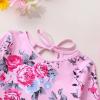 imageInfant Baby Girls Long Sleeve One Piece Swimsuit with Hat Floral Zipper Bathing Suit Leopard Beach WearPink Edged Big Flower