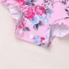 imageInfant Baby Girls Long Sleeve One Piece Swimsuit with Hat Floral Zipper Bathing Suit Leopard Beach WearPink Edged Big Flower