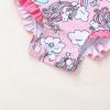 imageInfant Baby Girls Long Sleeve One Piece Swimsuit with Hat Floral Zipper Bathing Suit Leopard Beach WearPink Edged Unicorn