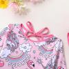 imageInfant Baby Girls Long Sleeve One Piece Swimsuit with Hat Floral Zipper Bathing Suit Leopard Beach WearPink Edged Unicorn