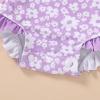 imageInfant Baby Girls Long Sleeve One Piece Swimsuit with Hat Floral Zipper Bathing Suit Leopard Beach WearPurple Floral Fragments
