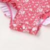 imageInfant Baby Girls Long Sleeve One Piece Swimsuit with Hat Floral Zipper Bathing Suit Leopard Beach WearRose Red Edged Floral Fragments