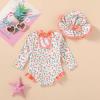 imageInfant Baby Girls Long Sleeve One Piece Swimsuit with Hat Floral Zipper Bathing Suit Leopard Beach WearYellow Floral Fragments