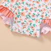 imageInfant Baby Girls Long Sleeve One Piece Swimsuit with Hat Floral Zipper Bathing Suit Leopard Beach WearYellow Floral Fragments