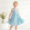 imageKids Toddler Baby Girls Rainbow Dress Princess Sleeveless Beach Butterfly SundressToddler Blue Floral Dress