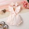 imageYOUNGER TREE Newborn Baby Girl Clothes Solid Color Ruffle Sleeveless Romper Infant Summer Jumpsuit OutfitBeige