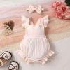 imageYOUNGER TREE Newborn Baby Girl Clothes Solid Color Ruffle Sleeveless Romper Infant Summer Jumpsuit OutfitBeige