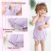 imageYOUNGER TREE Newborn Baby Girl Clothes Solid Color Ruffle Sleeveless Romper Infant Summer Jumpsuit OutfitBright Purple