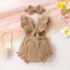 imageYOUNGER TREE Newborn Baby Girl Clothes Solid Color Ruffle Sleeveless Romper Infant Summer Jumpsuit OutfitEarth Tone