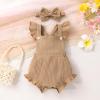 imageYOUNGER TREE Newborn Baby Girl Clothes Solid Color Ruffle Sleeveless Romper Infant Summer Jumpsuit OutfitEarth Tone