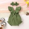 imageYOUNGER TREE Newborn Baby Girl Clothes Solid Color Ruffle Sleeveless Romper Infant Summer Jumpsuit OutfitGreen