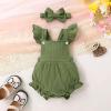 imageYOUNGER TREE Newborn Baby Girl Clothes Solid Color Ruffle Sleeveless Romper Infant Summer Jumpsuit OutfitGreen