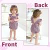 imageYOUNGER TREE Newborn Baby Girl Clothes Solid Color Ruffle Sleeveless Romper Infant Summer Jumpsuit OutfitPurple