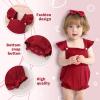 imageYOUNGER TREE Newborn Baby Girl Clothes Solid Color Ruffle Sleeveless Romper Infant Summer Jumpsuit OutfitRed