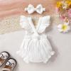 imageYOUNGER TREE Newborn Baby Girl Clothes Solid Color Ruffle Sleeveless Romper Infant Summer Jumpsuit OutfitWhite