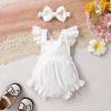 imageYOUNGER TREE Newborn Baby Girl Clothes Solid Color Ruffle Sleeveless Romper Infant Summer Jumpsuit OutfitWhite