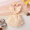 imageYOUNGER TREE Newborn Baby Girl Clothes Solid Color Ruffle Sleeveless Romper Infant Summer Jumpsuit OutfitYellow