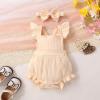 imageYOUNGER TREE Newborn Baby Girl Clothes Solid Color Ruffle Sleeveless Romper Infant Summer Jumpsuit OutfitYellow